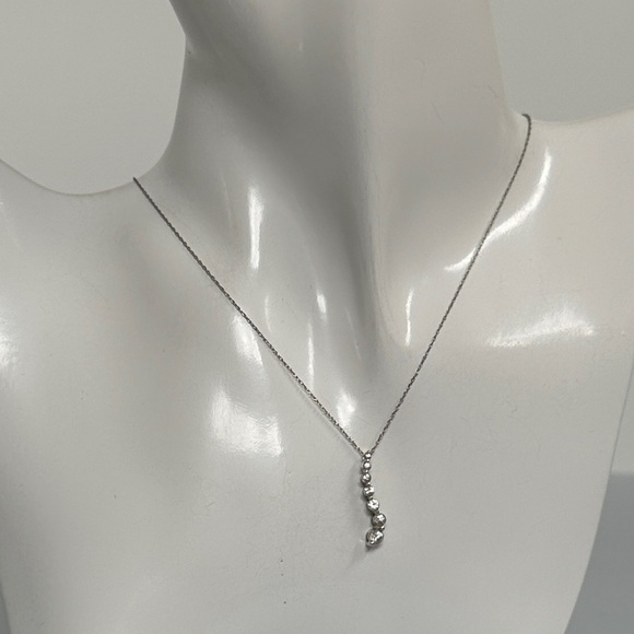 10k real solid gold While Topaz Drop Pendant Necklace​​​